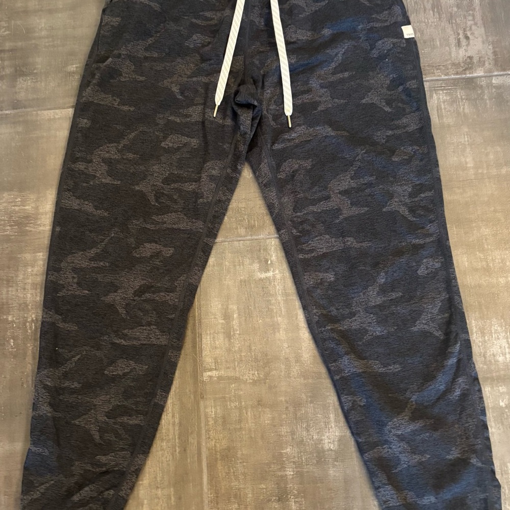 Vuori Black and Gray Track Pants with Camouflage Pattern